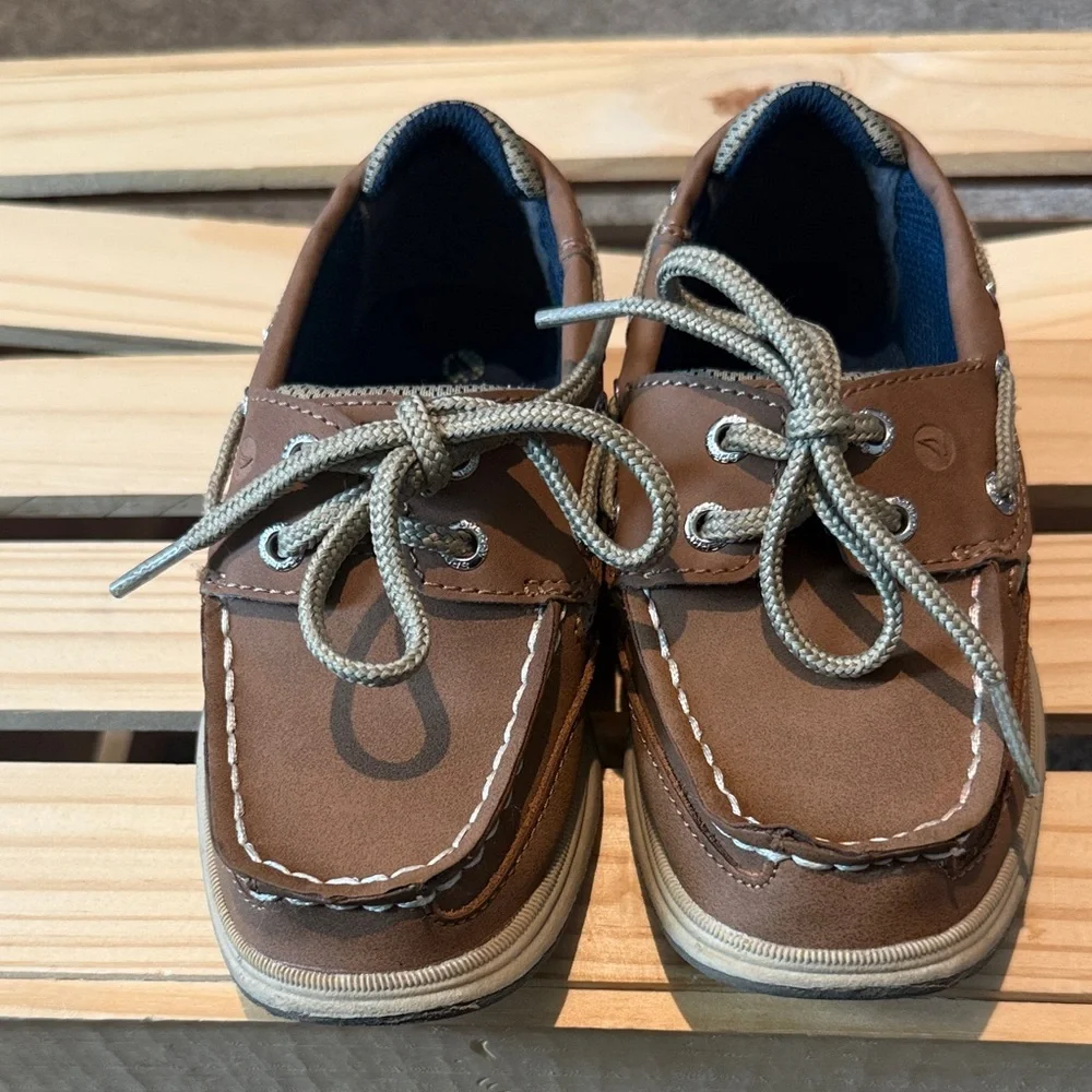 Sperry Tan and Gray Kids Boat Shoe